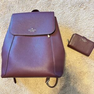 Kate Spade ♠️ Lena Large Flap Backpack and Wallet bundle set